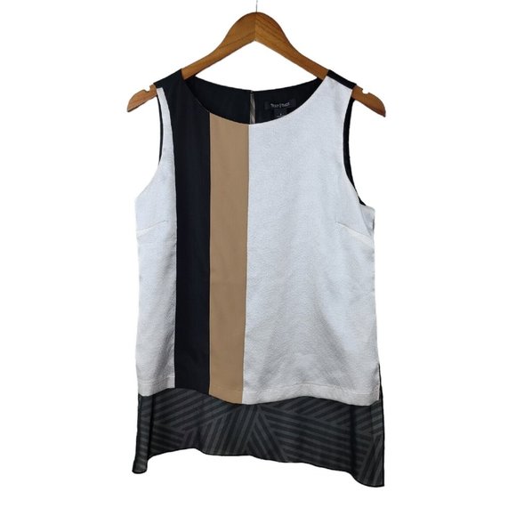 White House Black Market Shirt size Small Tunic top Color Block Assymetric - Picture 1 of 7